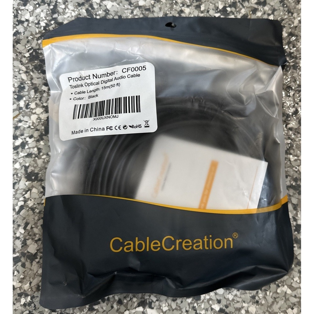 Premium S/PDIF (Toslink) Digital Optical Audio‎ Cable, 50' Heavy Duty